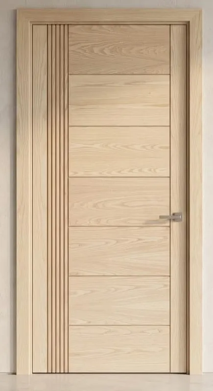 Light oak flush door with grooved detailing