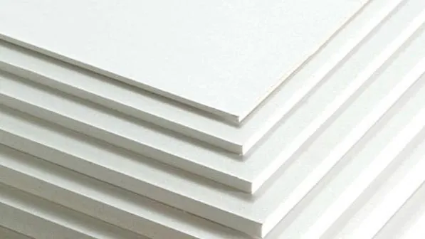 Stacked white PVC foam boards