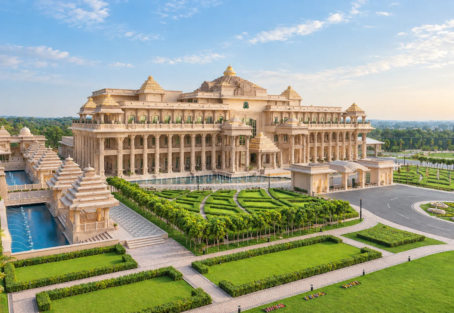 ITC Grand Bharat resort, Gurgaon, with landscaped gardens